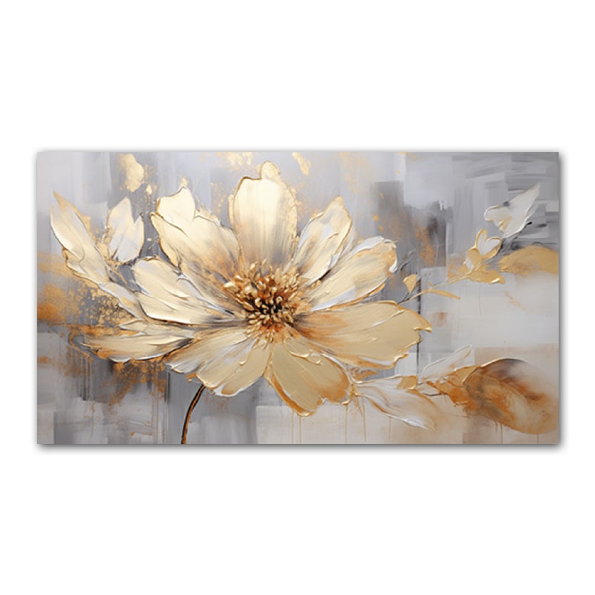 Gold Flower 3d Heavy Textured Partial Oil Painting